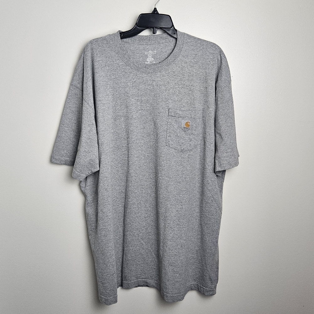 2xlt Carhartt Gray Crewneck Pocket Short Sleeve Shirt